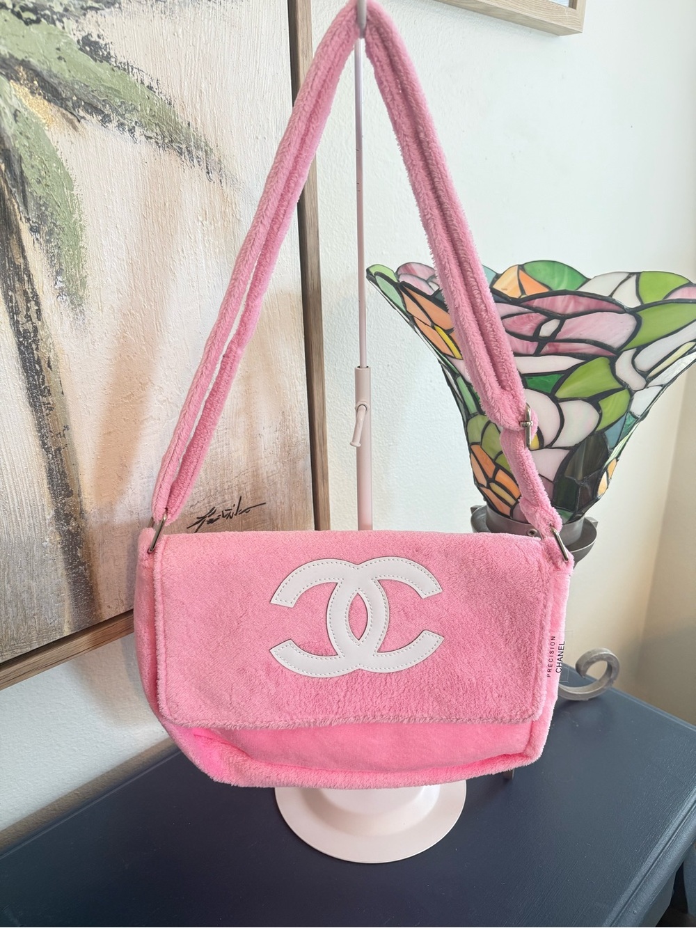 Pink Chanel-Inspired Plush Shoulder Bag